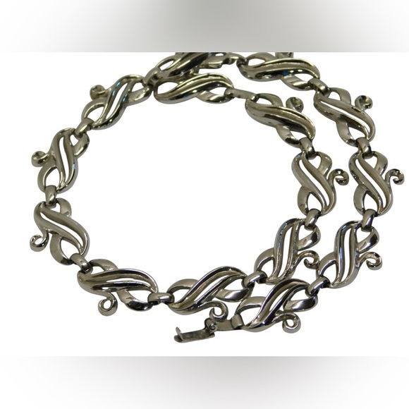 Vintage Tritari silver tone necklace Choker Pat pending mark Infinity links - Picture 5 of 6